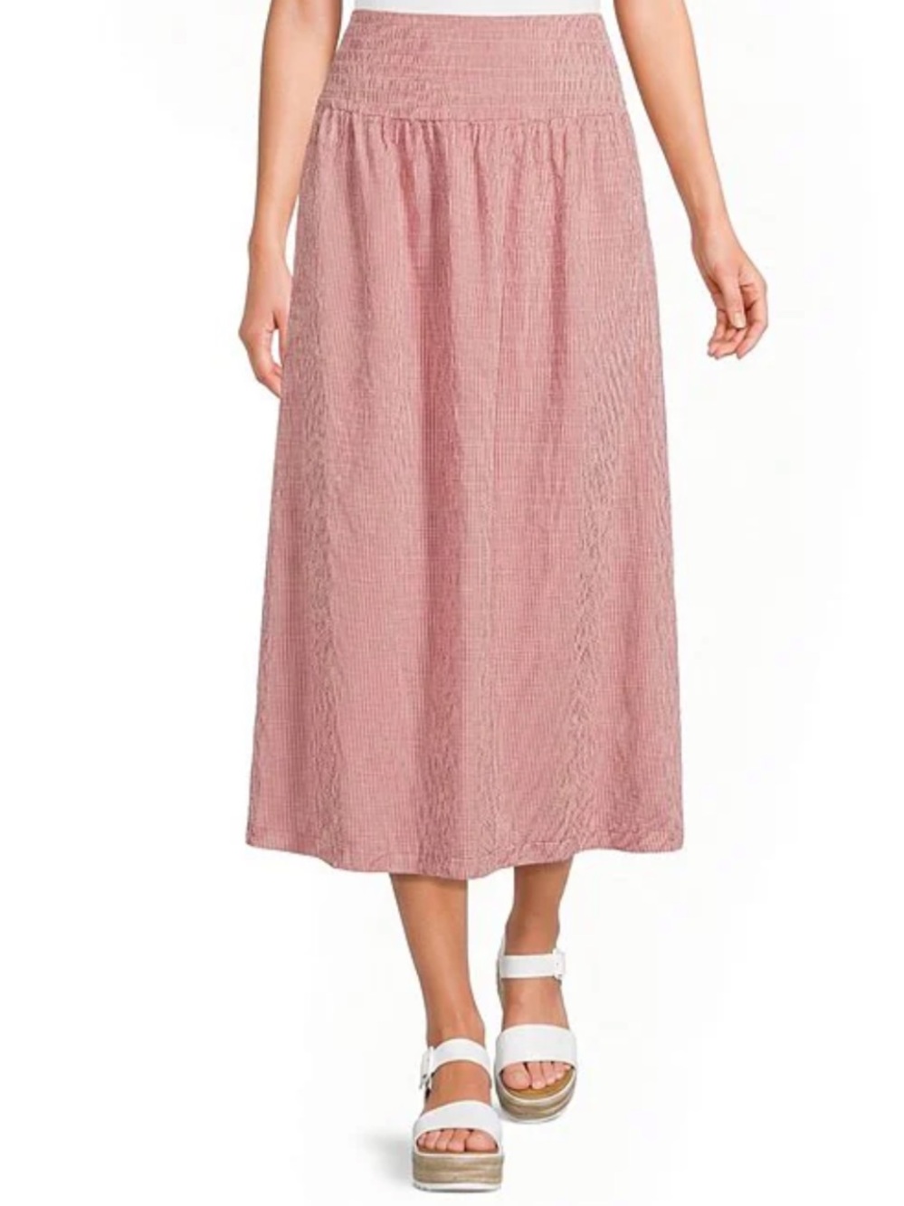 Blu Pepper Red Gingham Midi Skirt